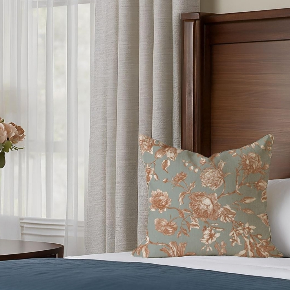 NEW! Set Of 2 Floral Pattern Throw Pillow Covers 18x18 - Picture 3 of 4